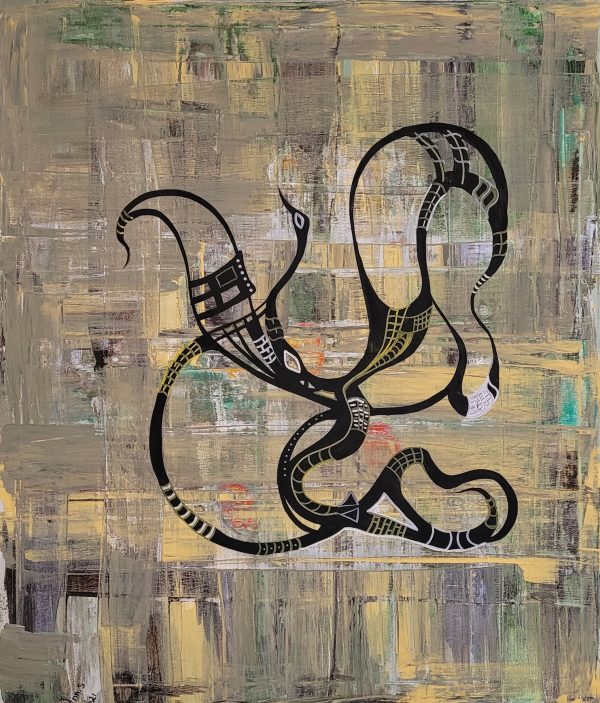 Swan-snake abstract painting